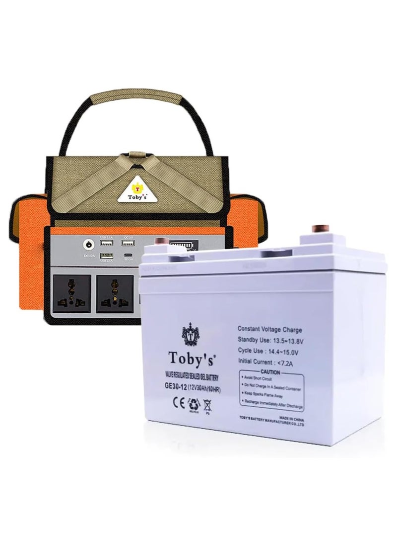 Toby's BTY 30A Battery 30000mAh Power Rechargeable Battery With 300Watts Power Inverter Best For Camping