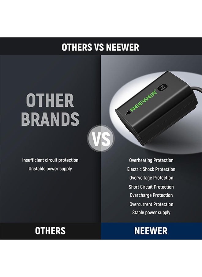 NEEWER D Tap to NP-FZ100 Dummy Battery with Cable for V Mount Battery, Stable Continuous Power Supply for Sony ZV-E1 A1 A7 III A7 IV A7C II R III IV V A7S III A9 II A6600 A6700 FX3 FX30, VP-FZ100