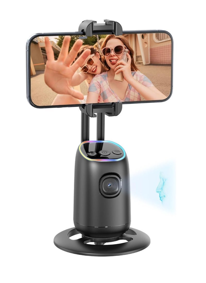 P05 Auto Face Tracking Phone Holder 360° Smart Gimbal Stabilizer With Adjustable Lens & Colorful Lights For Smartphone Vlog Live Chat And Selfies AI Gesture Control Mobile Stand Tripod Stand