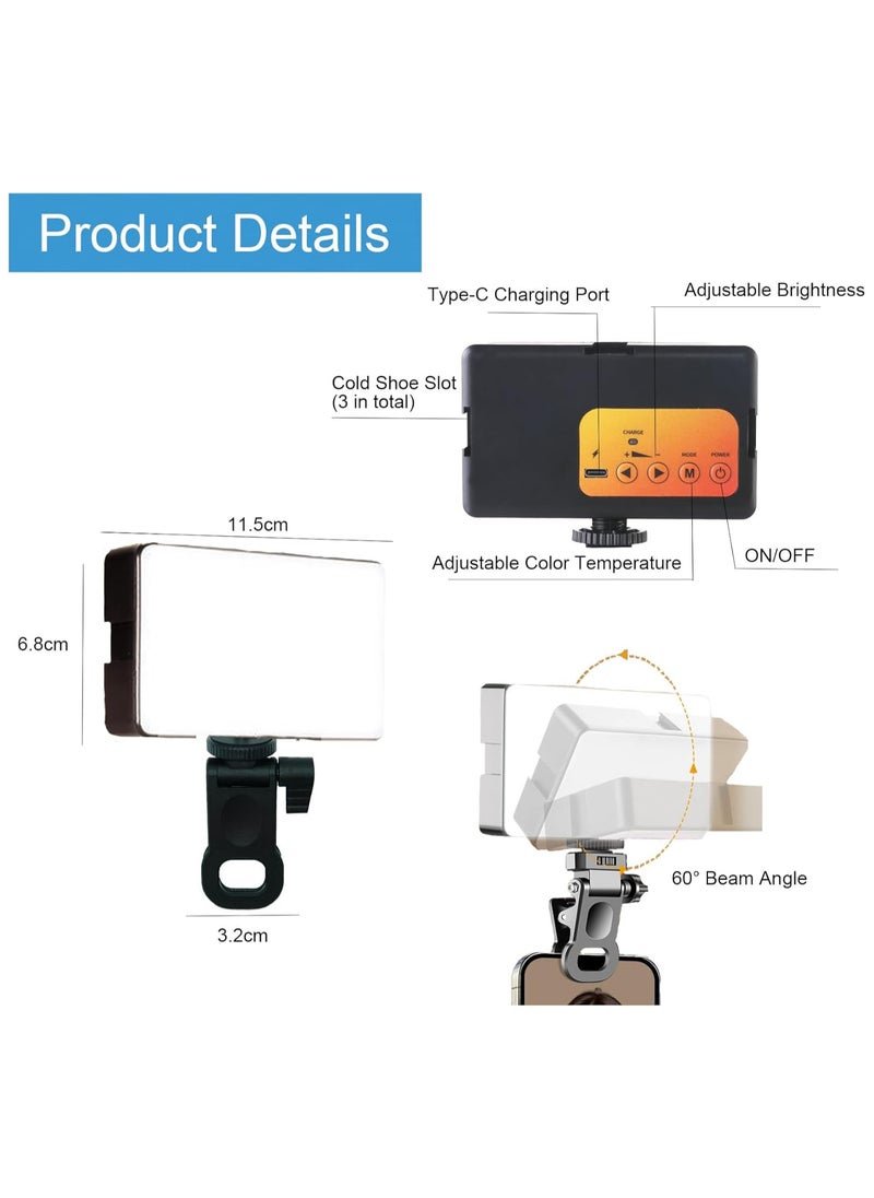 Selfie Light - 98 LED Portable Phone Light With 3 Color Modes & Dimmable, Rechargeable Video CRI 95+, for iPhone/Camera, Clip for Video Shooting TikTok
