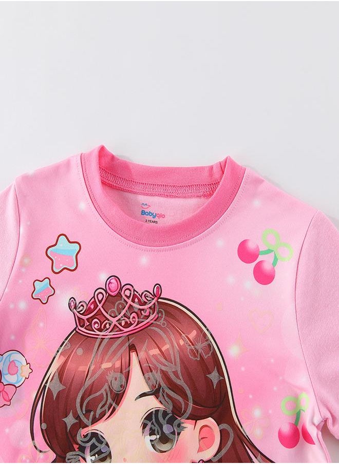 Sparkling Princess in Pink Dress Pajama Set