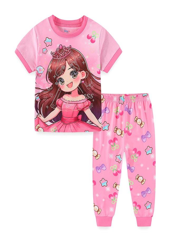 Sparkling Princess in Pink Dress Pajama Set