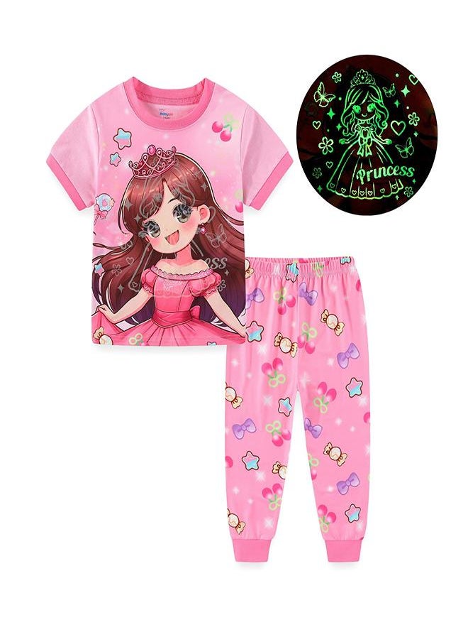 Sparkling Princess in Pink Dress Pajama Set