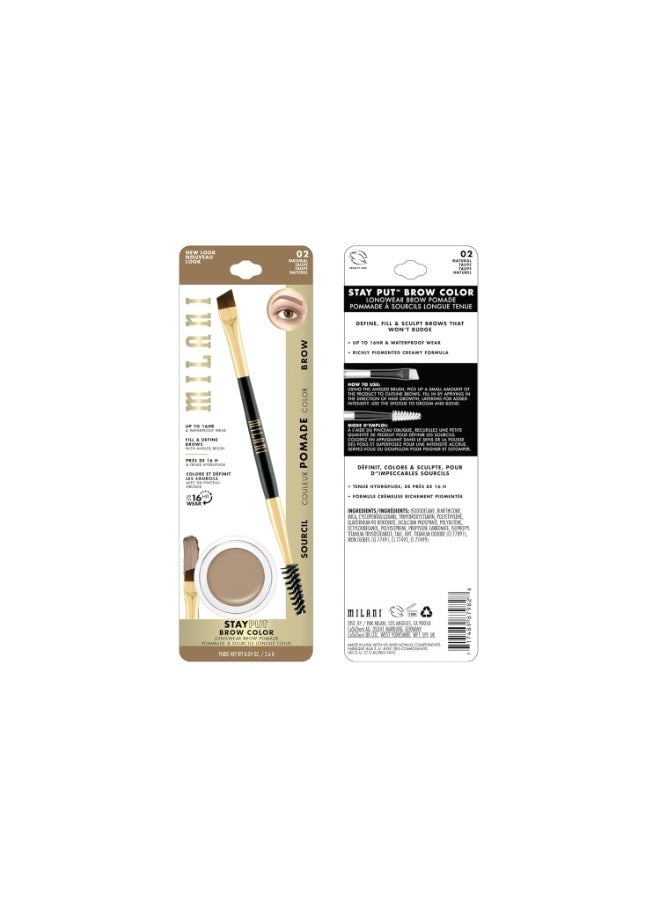 Milani Stay Put Brow Color - Natural Taupe (0.09 Ounce) Vegan, Cruelty-Free Eyebrow Color that Fills and Shapes Brows…