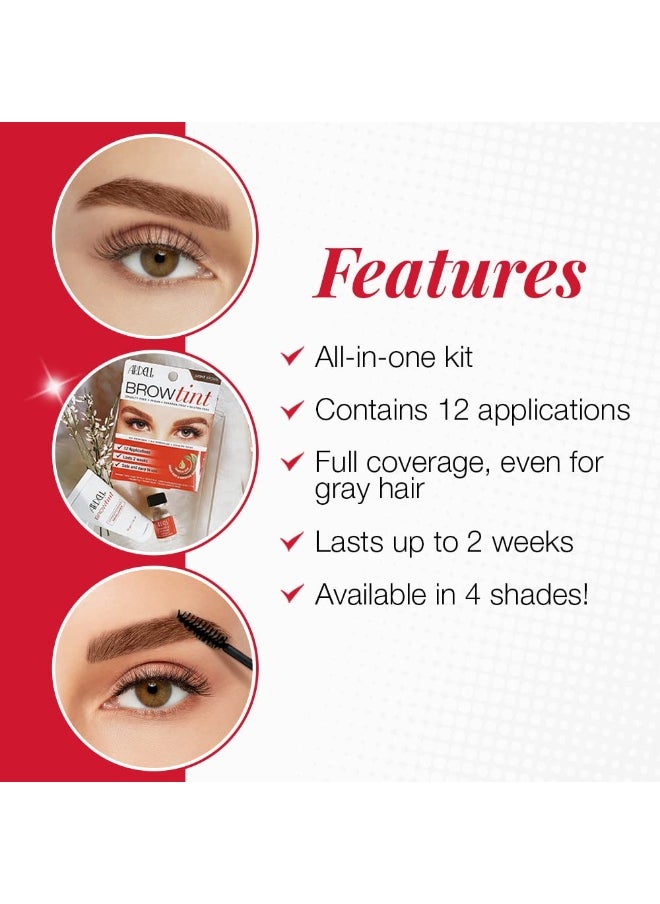 Ardell Brow Tint Kit Light Brown - Semi-Permanent Eyebrow Dye, Long-Lasting Brow Color with Natural Extracts, Complete Eyebrow Tint Set, 1 Pack