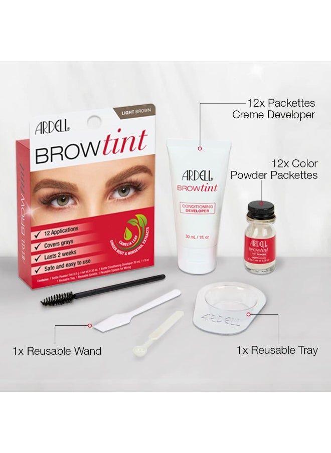 Ardell Brow Tint Kit Light Brown - Semi-Permanent Eyebrow Dye, Long-Lasting Brow Color with Natural Extracts, Complete Eyebrow Tint Set, 1 Pack