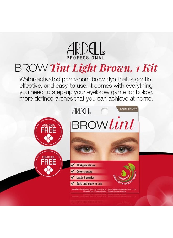 Ardell Brow Tint Kit Light Brown - Semi-Permanent Eyebrow Dye, Long-Lasting Brow Color with Natural Extracts, Complete Eyebrow Tint Set, 1 Pack