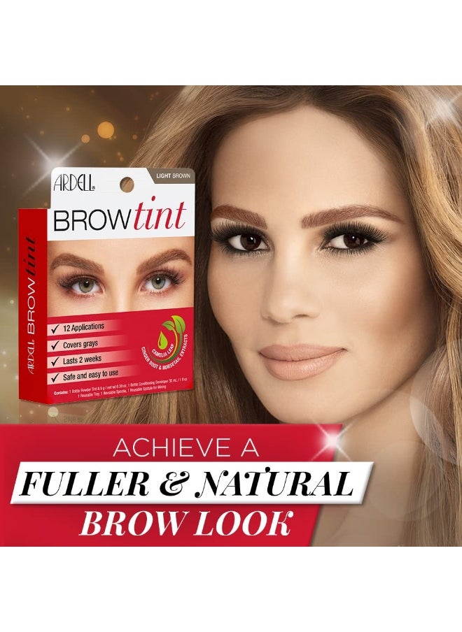 Ardell Brow Tint Kit Light Brown - Semi-Permanent Eyebrow Dye, Long-Lasting Brow Color with Natural Extracts, Complete Eyebrow Tint Set, 1 Pack