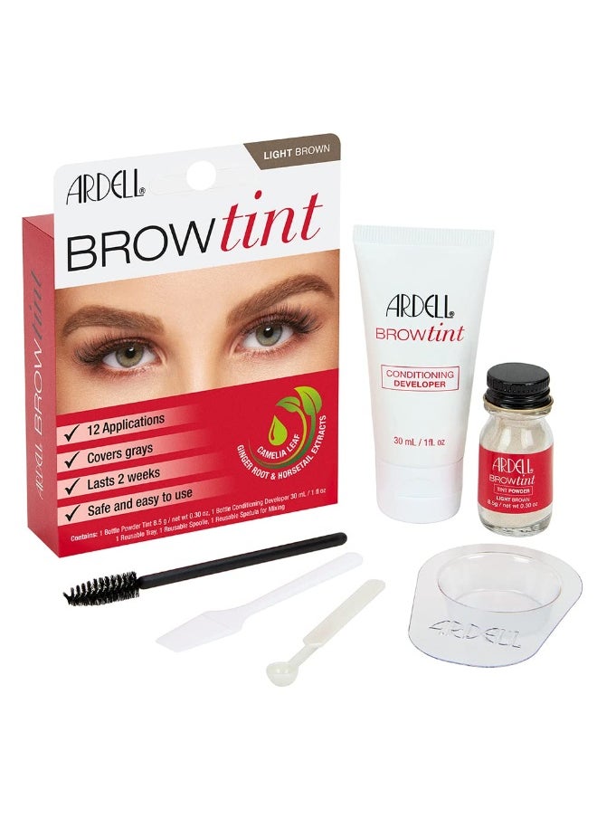 Ardell Brow Tint Kit Light Brown - Semi-Permanent Eyebrow Dye, Long-Lasting Brow Color with Natural Extracts, Complete Eyebrow Tint Set, 1 Pack