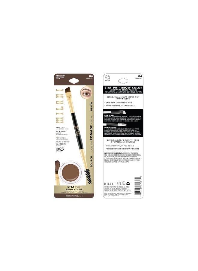 Milani Stay Put Brow Color - Brunette (0.09 Ounce) Vegan, Cruelty-Free Eyebrow Color that Fills and Shapes Brows