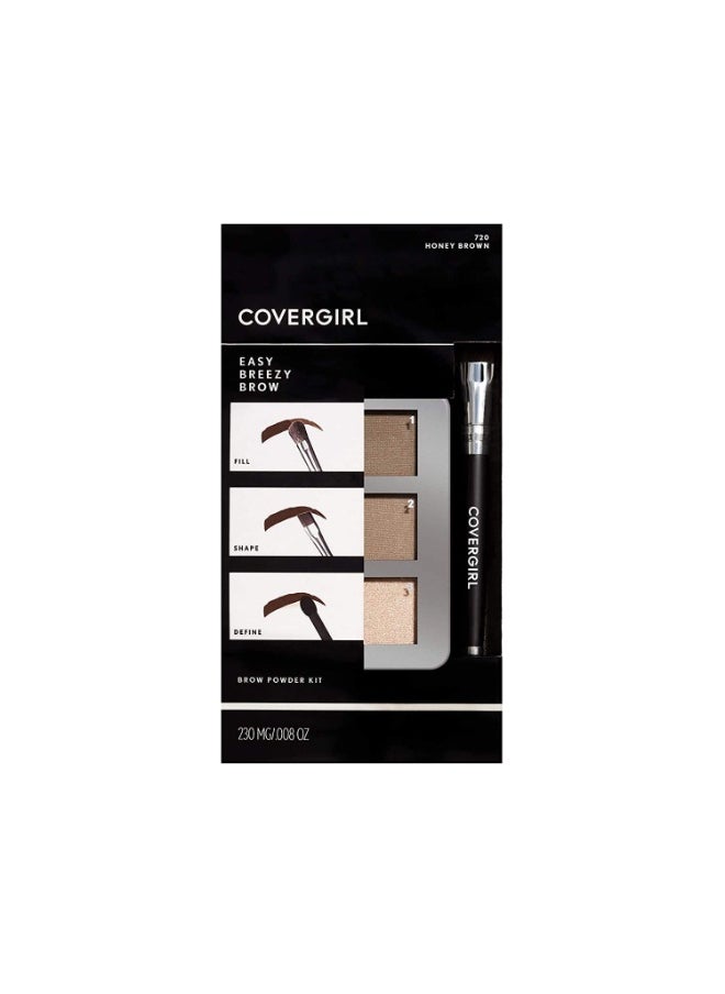 COVERGIRL - Easy Breezy Brow Powder Kit, three shades brow definer, professional double-ended angled brush, effortless, 100% Cruelty-Free