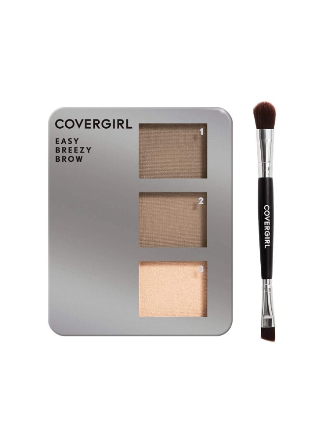 COVERGIRL - Easy Breezy Brow Powder Kit, three shades brow definer, professional double-ended angled brush, effortless, 100% Cruelty-Free