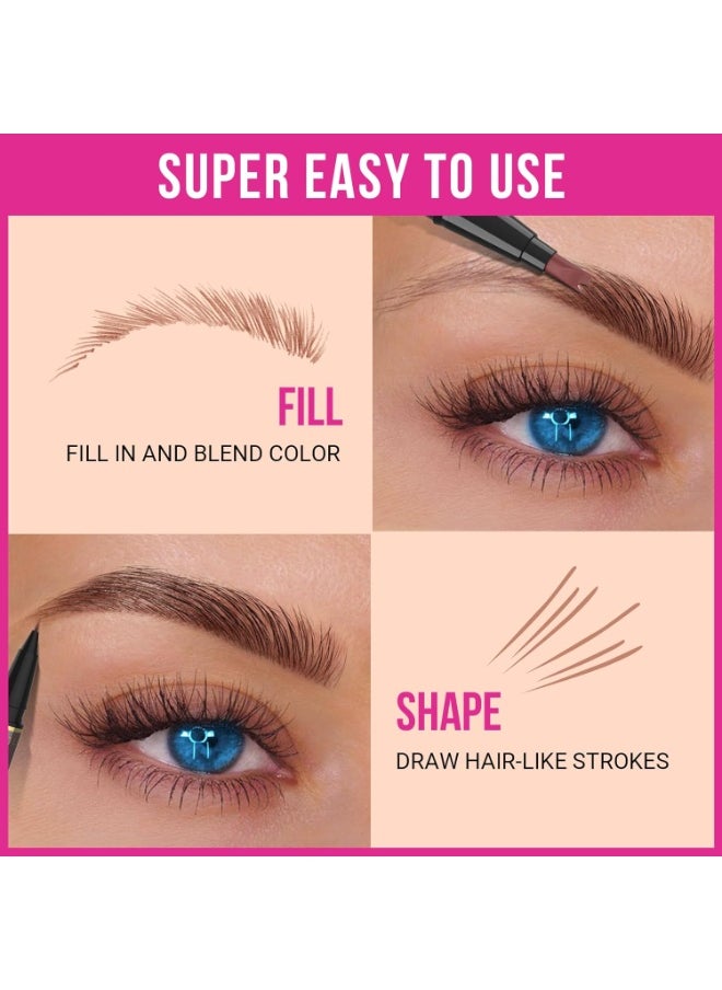 iMethod Microblading Eyebrow Pencil - Eyebrow Pen 2-in-1 Dual-Ended Brow Pencil with 3 Fork-Tip Applicator & Precise Brush-Tip Creates Natural-Looking Brows, Stay on All Day, Reddish Brown