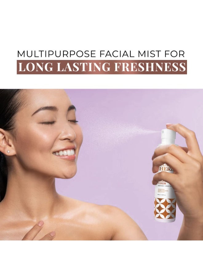 Long Stay Non Sticky Makeup Fixer, Setting Spray for Face Makeup with Aloevera and Green Tea 100 ml