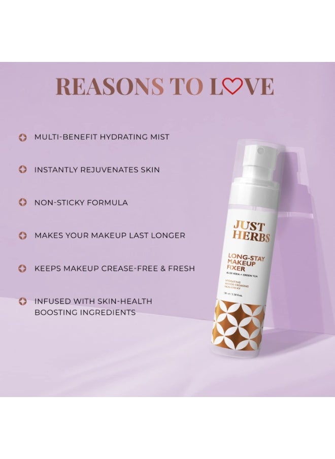 Long Stay Non Sticky Makeup Fixer, Setting Spray for Face Makeup with Aloevera and Green Tea 100 ml