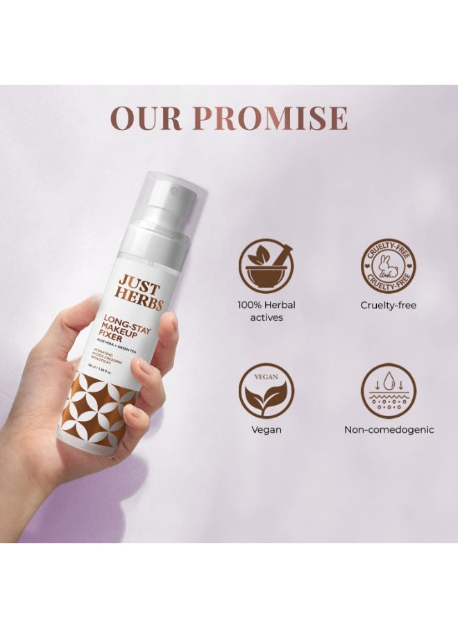 Long Stay Non Sticky Makeup Fixer, Setting Spray for Face Makeup with Aloevera and Green Tea 100 ml