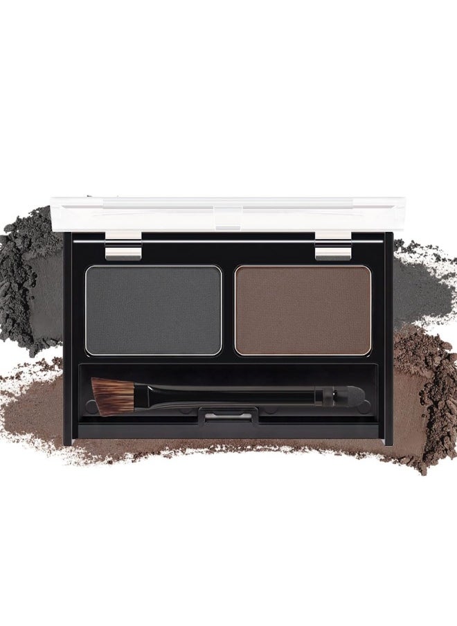 Eyebrow Powder Kit,Eye Brow Powder for Women Long-Lasting Waterproof Two Colors Brow Filler Get Full Defined Natural Brows,Eye Brow Contour Palette with Double-ended Eyebrow Brush-Dark Brown+Dark Gray
