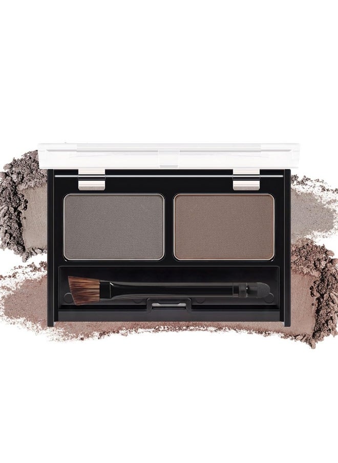Brow Powder Kit,Long-Lasting Waterproof Two Colors Brow Filler Get Full Defined Natural Brows,Eyebrow Contour Palette with Double-ended Eyebrow Brush,sombra para cejas - Dark Brown+Grey