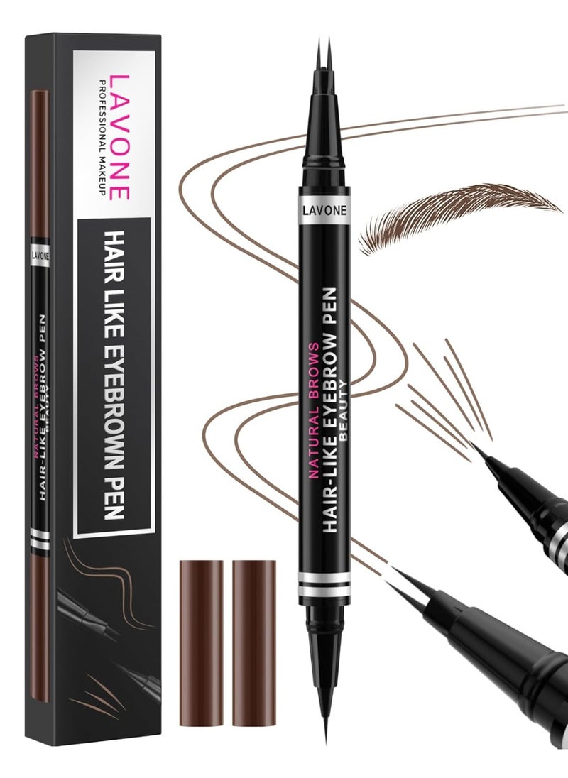 Eyebrow Pencil, 2-in-1 Waterproof Eyebrow Pen, with 2 Tip Microblading Eyebrow Pencil and Ultra-Precise Brow Pencil, with Eyebrow Brush, Eyebrow Pencils for Women, Natural Hair-Like Brows - Dark Brown