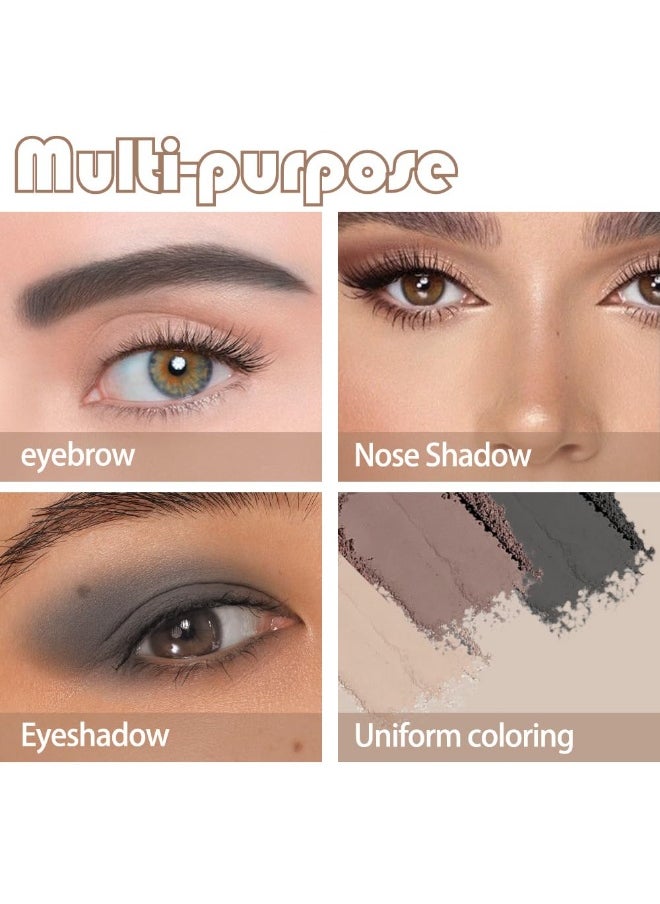 Eyebrow Powder Kit,Eye Brow Powder for Women Long-Lasting Waterproof Three Colors Brow Filler Get Full Defined Natural Brows,Eyebrow Contour Palette with Mirror & Eyebrow Brush,sombra para cejas Black+Dark Light Brown