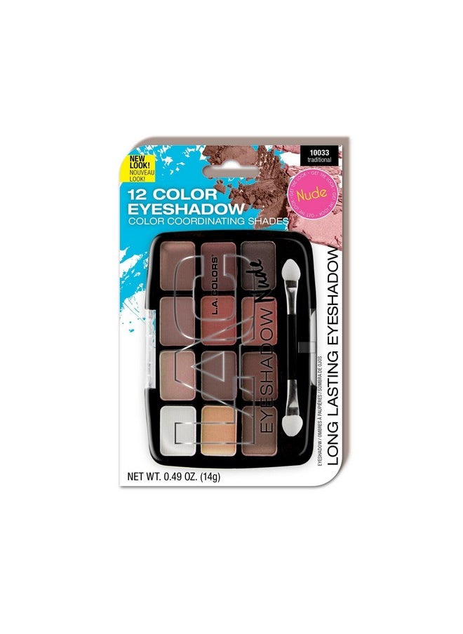 L.A. COLORS 12 Color Eyeshadow Palette (carded), Traditional C10033A