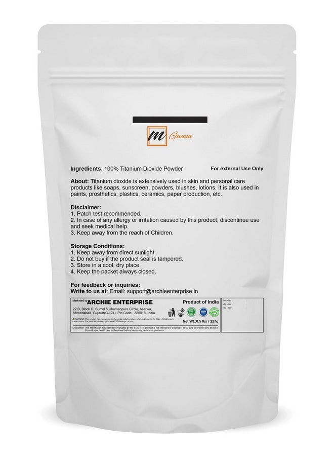 mGanna 100% Natural Non-nano & Uncoated Titanium Dioxide Powder for Skin Hair and Health Care 0.5 LBS / 227 GMS
