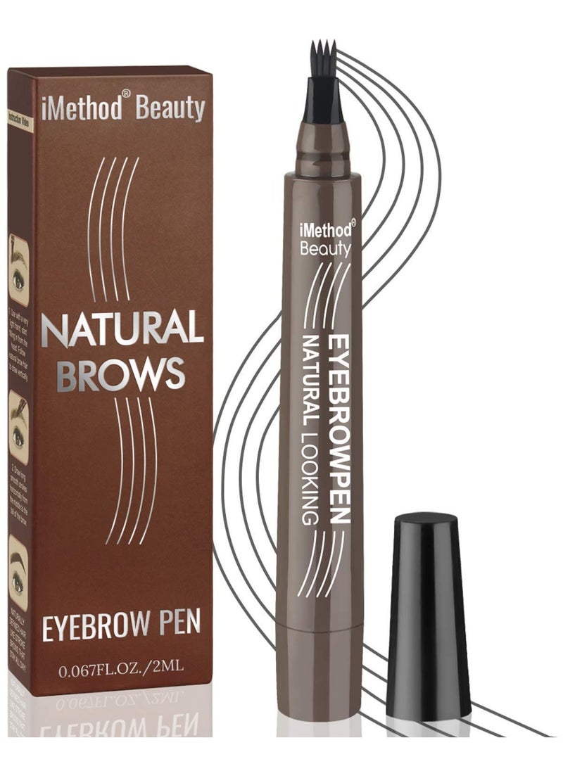 Eyebrow Pen - iMethod Upgrade Eyebrow TattooPen, Eyebrow Makeup, Long Lasting, Waterproof and Smudge-proof, Dark Grey