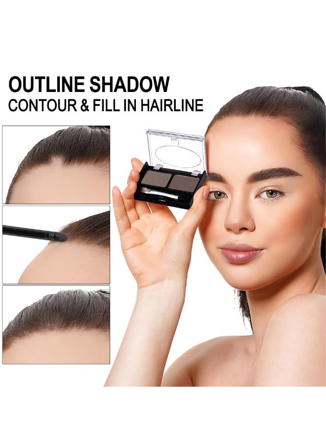 Eyebrow Powder Medium Brown Kit,Eye Brow Powder for Women Long-Lasting Waterproof Two Colors Brow Filler Get Full Defined Natural Brows,Eye Brow Contour Palette with Double-ended Eyebrow Brush Dark Brown+Light Brown