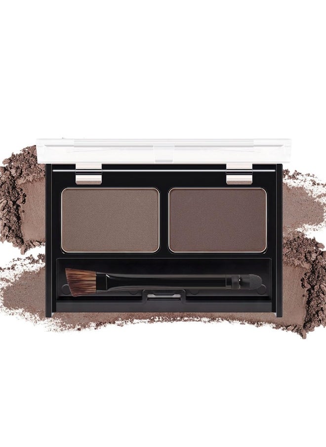 Eyebrow Powder Medium Brown Kit,Eye Brow Powder for Women Long-Lasting Waterproof Two Colors Brow Filler Get Full Defined Natural Brows,Eye Brow Contour Palette with Double-ended Eyebrow Brush Dark Brown+Light Brown