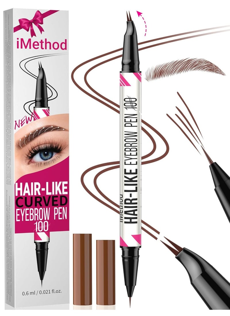 iMethod Curved Eyebrow Pen - 2-in-1 Dual-Ended Microblading Eyebrow Pencil with Curved Tip and Precise Brush-Tip, Brow Pen for Natural Hair-Like Brows, Lasts All-Day, Blonde