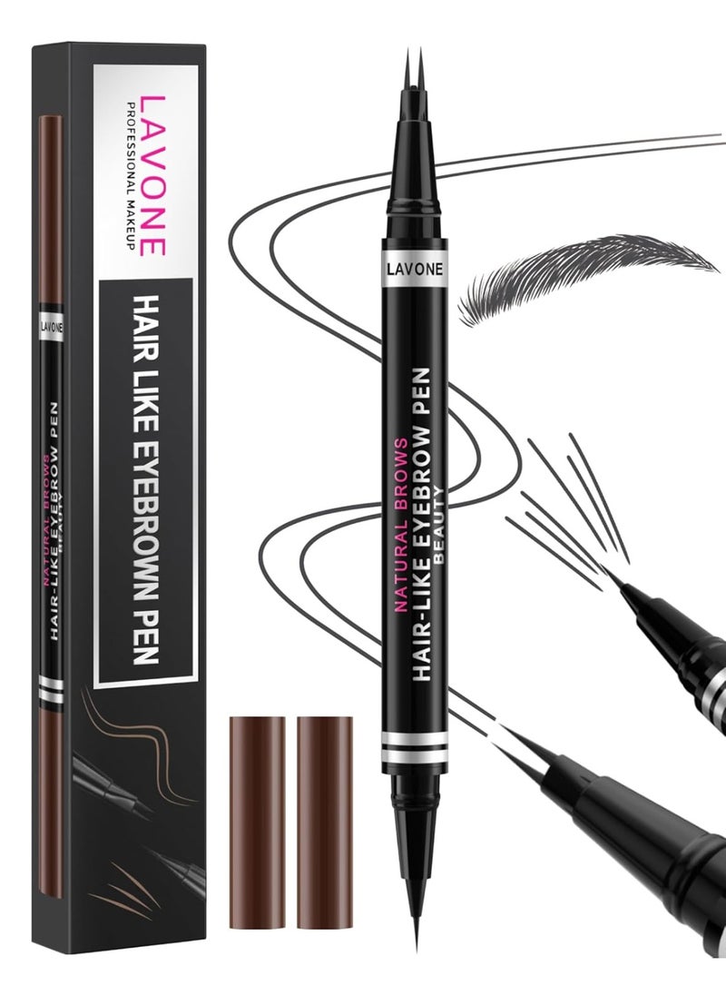 Eyebrow Pencil, 2-in-1 Waterproof Eyebrow Pen, with 2 Tip Microblading Eyebrow Pencil and Ultra-Precise Brow Pencil, with Eyebrow Brush, Eyebrow Pencils for Women, Natural Hair-Like Brows - Black
