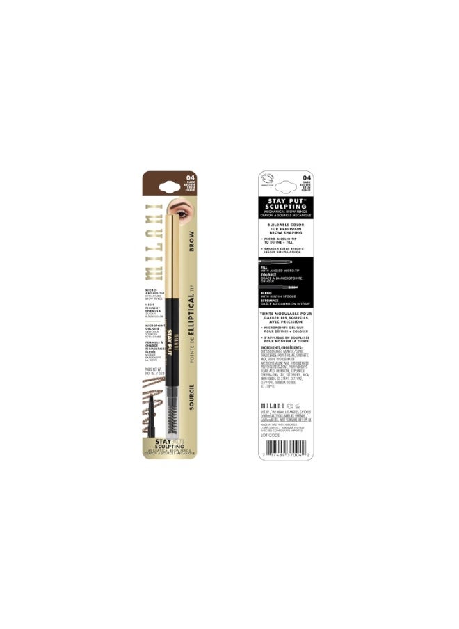Milani Stay Put Brow Sculpting Mechanical Pencil - Dark Brown (0.01 Ounce) Cruelty-Free Long-Lasting Eyebrow Pencil that Defines and Shapes Brows