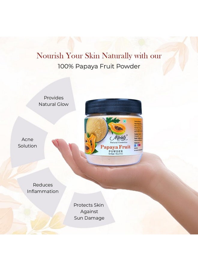 Mirintz 100% Natural Papaya Powder for Skincare | (3.5 Oz) Herbal Natural Fruit Powder for Cosmetics - Face & Skin | Dried Papaya Powder Mix for Papaya Cream | Fruit Fresh Powder for Glowing Skin