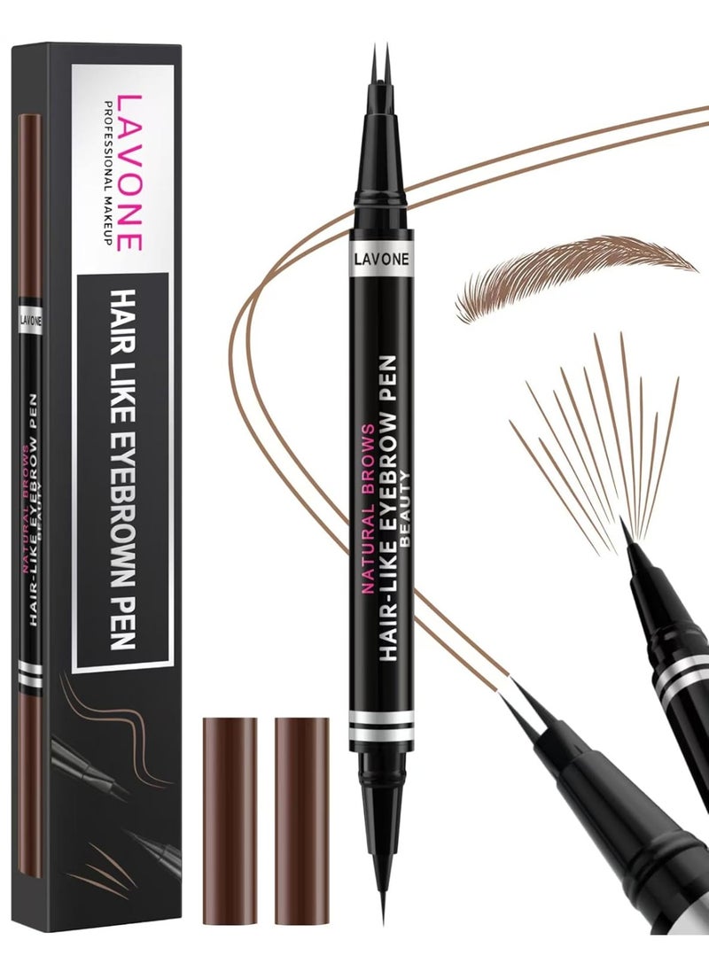 Eyebrow Pencil, 2-in-1 Waterproof Eyebrow Pen, with 2 Tip Microblading Eyebrow Pencil and Ultra-Precise Brow Pencil, with Eyebrow Brush, Eyebrow Pencils for Women, Natural Hair-Like Brows - Soft Brown