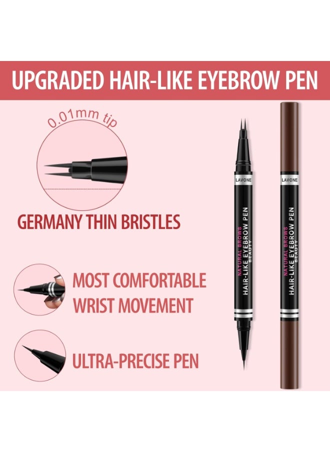 Eyebrow Pencil, 2-in-1 Waterproof Eyebrow Pen, with 2 Tip Microblading Eyebrow Pencil and Ultra-Precise Brow Pencil, with Eyebrow Brush, Eyebrow Pencils for Women, Natural Hair-Like Brows - Ash Brown