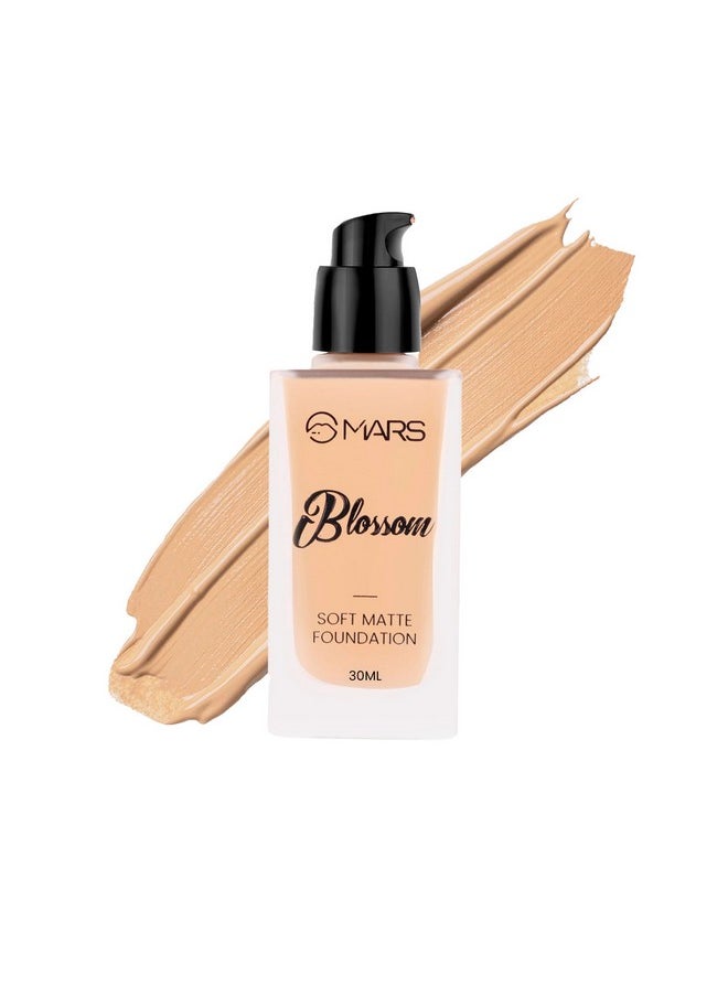 MARS Blossom Soft Matte Full Coverage Foundation For All Skin Types Lotion For All Skin Types | Blendable And Buildable|Flawless Base Face Makeup (35 Ml) (03-Warm Nude), Pack Of 1