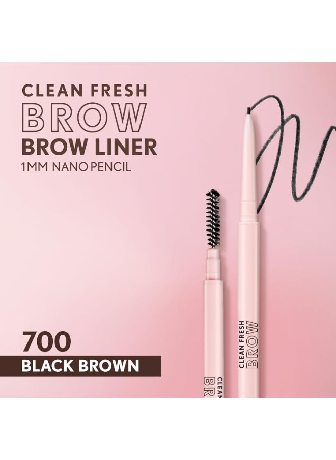 Covergirl Clean Fresh Brow Nano, 700 Black Brown, Eyebrow Pencil, Ultra-Precise Tip, Waterproof, Transfer-Resistant, Built-In Spoolie, Vegan Formula, 0.001oz
