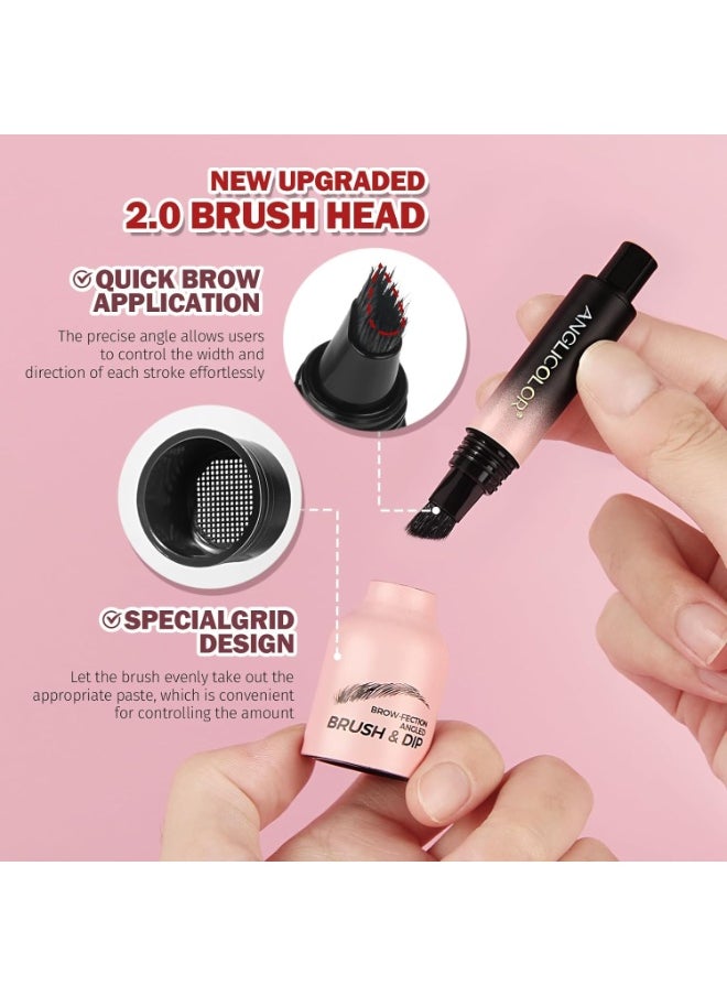 Upgraded Liquid Microblading Eyebrow Pen,Teardrop Angled Micro Eyebrow Brush To Microblading Eyebrow,Hair-Like Strokes,Natural Easy To Color Long Lasting Quick Drying (#04Chocolate)