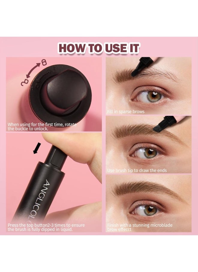 Upgraded Liquid Microblading Eyebrow Pen,Teardrop Angled Micro Eyebrow Brush To Microblading Eyebrow,Hair-Like Strokes,Natural Easy To Color Long Lasting Quick Drying (#04Chocolate)