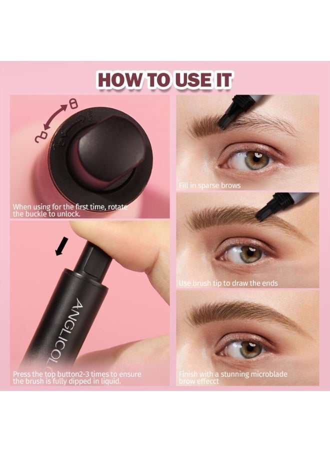 Upgraded Liquid Microblading Eyebrow Pen,Teardrop Angled Micro Eyebrow Brush To Microblading Eyebrow,Hair-Like Strokes,Natural Easy To Color Long Lasting Quick Drying (#05Espresso)