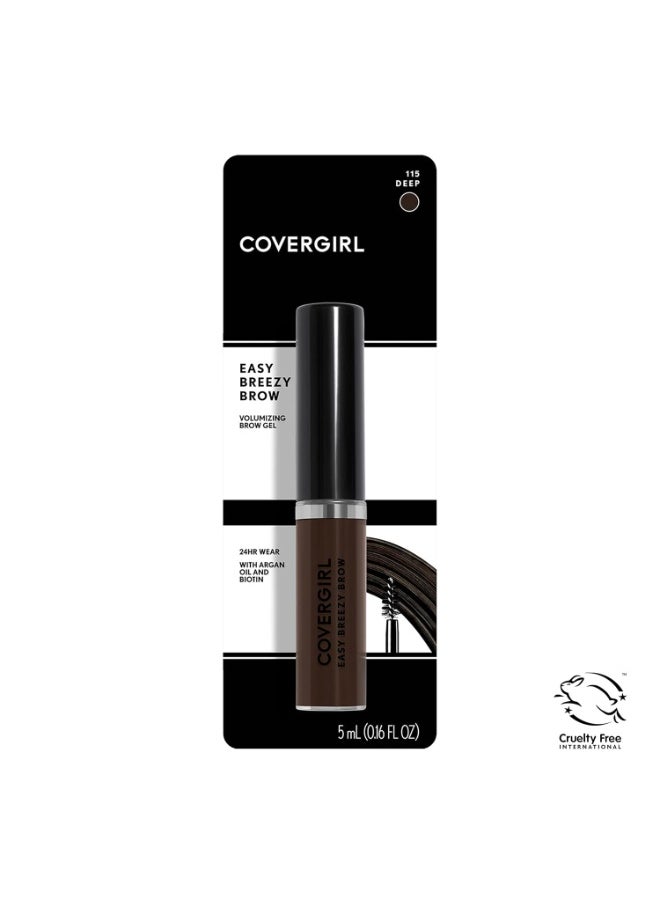 COVERGIRL - Easy Breezy Brow Volumizing Gel, Holds Brows for 24 Hours, Infused with Argan Oil & Biotin, 100% Cruelty-Free