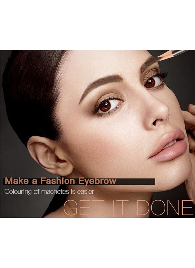 Go Ho 12 PCS Dark Brown Eyebrow Eyeliner Pencils,Sweatproof Eyebrow Pencil,Long-lasting Nice Color Eye Brow Gel Pen Makeup Brow Tint Sticksï¼ˆDark Brownï¼‰