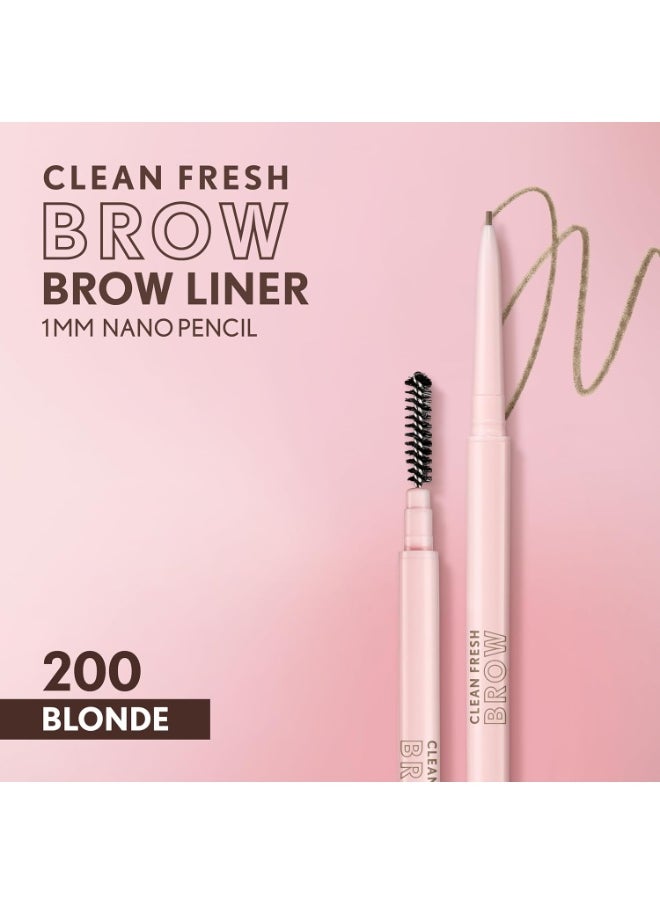 Covergirl Clean Fresh Brow Nano, 200 Blonde, Eyebrow Pencil, Ultra-Precise Tip, Waterproof, Transfer-Resistant, Built-In Spoolie, Vegan Formula, 0.001oz