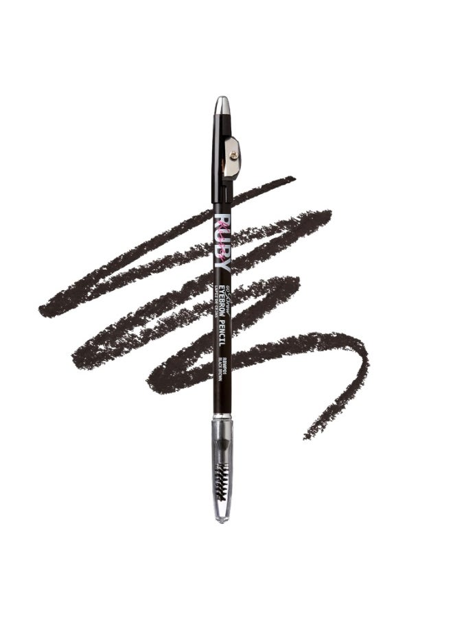 Ruby Kisses GoBrow Eyebrow Pencil, Sharpenable, Longwear, Long Lasting Eyebrow Wooden Pencil for Natural-Looking Brows 3 PACK (Black Brown)