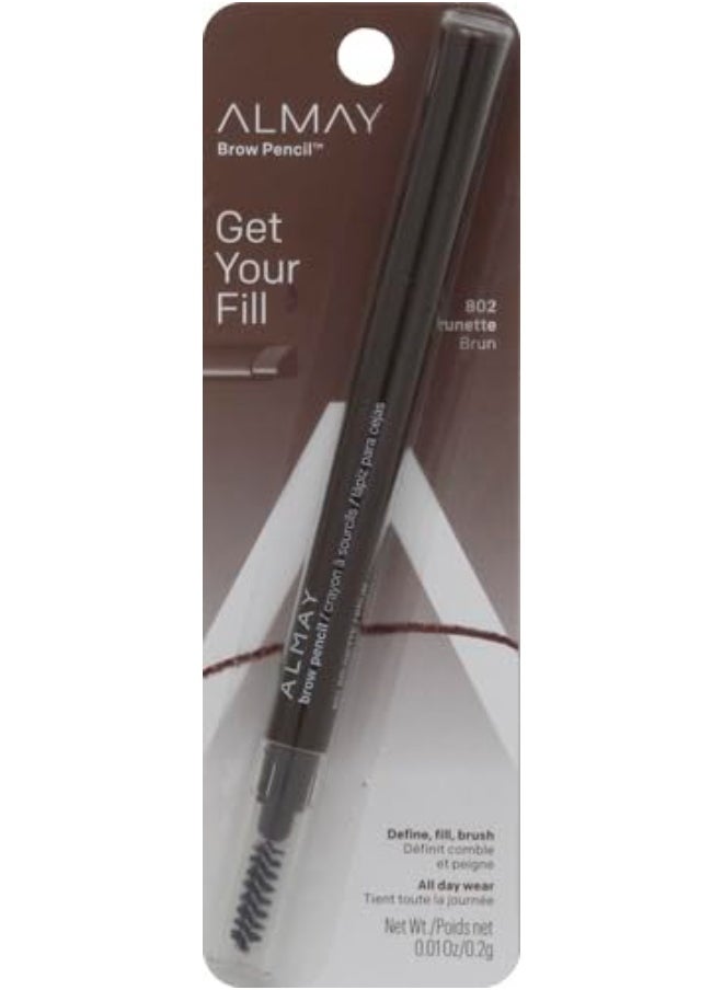 Almay Eyebrow Pencil with Spoolie Brush, Easy to Achieve Brows, Hypoallergenic, 802 Brunette