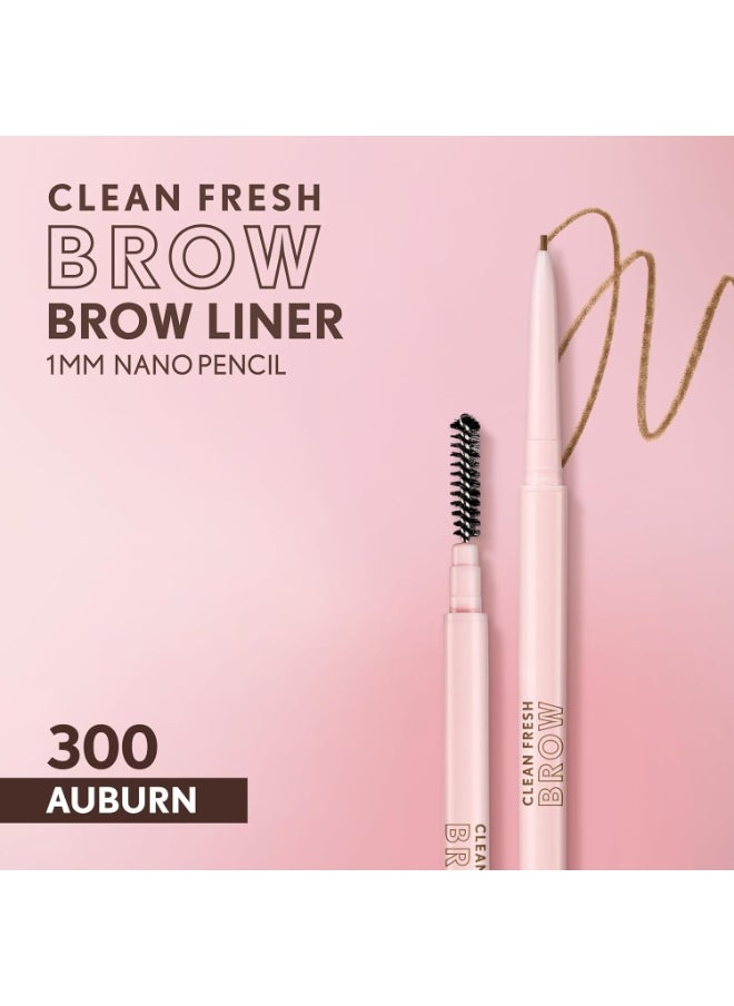 Covergirl Clean Fresh Brow Nano, 300 Auburn, Eyebrow Pencil, Ultra-Precise Tip, Waterproof, Transfer-Resistant, Built-In Spoolie, Vegan Formula, 0.001oz