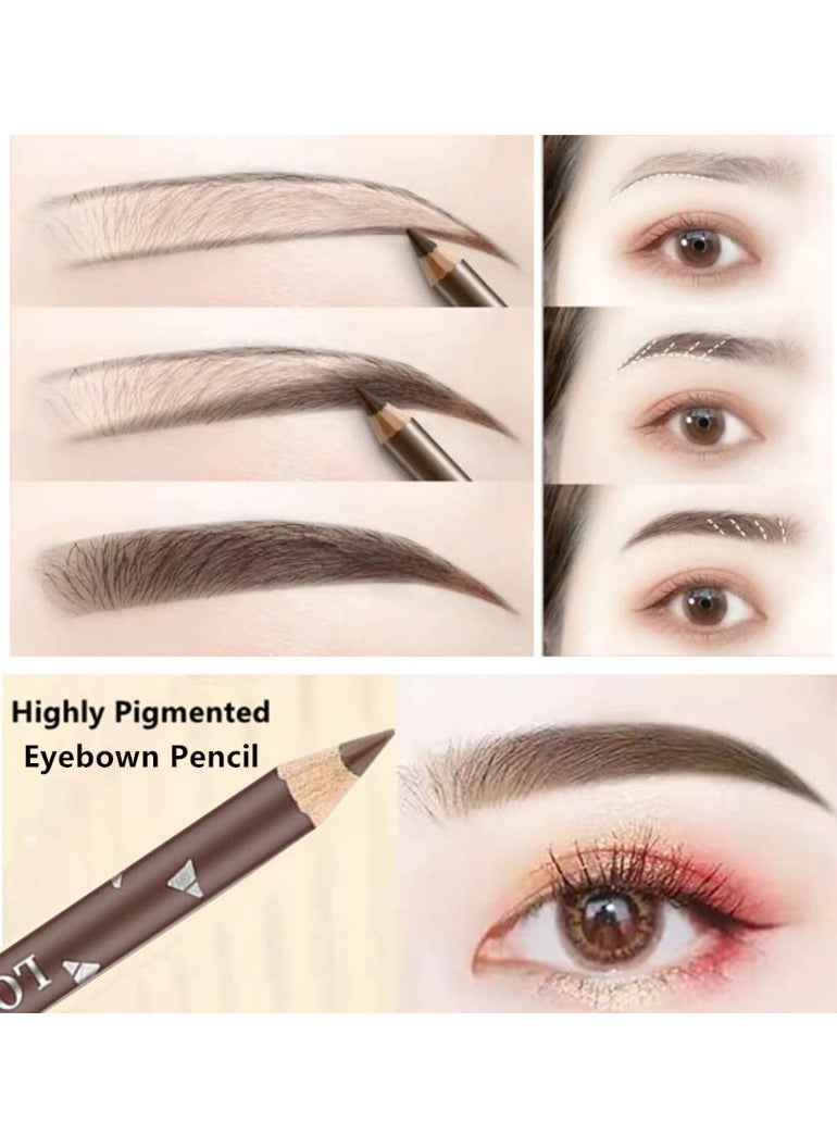 Go Ho 12 PCS Eyebrow Eyeliner Pencils,Black Brown Dark Brown Sweatproof Eye Brow Pencil,Long-lasting Eyeliner Makeup Brow Tint Sticks, 3 Colors Easy to Colorï¼ˆBlack+ Brown+Dark Brownï¼‰