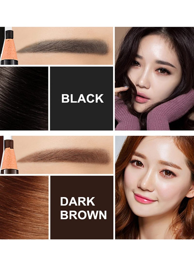 Go Ho 6 PCS Eyebrow Eye Liner Pencil Set,Easy to Color Sweatproof Eye Brow Pencil,Professional Long-lasting Eyeliner Gel Makeup Brow Tint Pen,3 Colors(Black,Brown,Dark Brown)