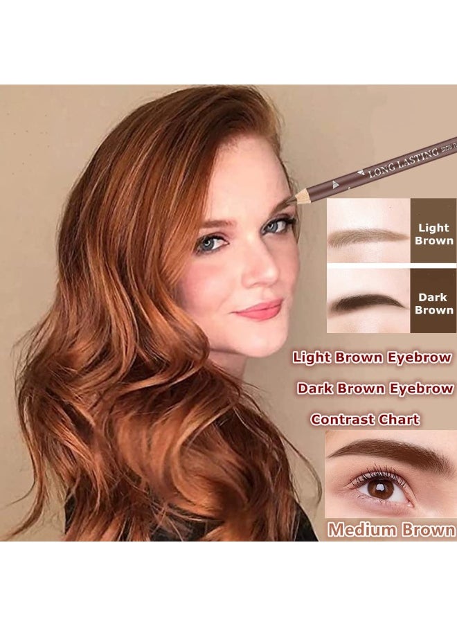 Go Ho 12 PCS Brown Eyebrow Eyeliner Pencils,Sweatproof Eyebrow Pencil,Long-lasting Nice Color Eye Brow Gel Pen Makeup Brow Tint Sticksï¼ˆMedium Brownï¼‰