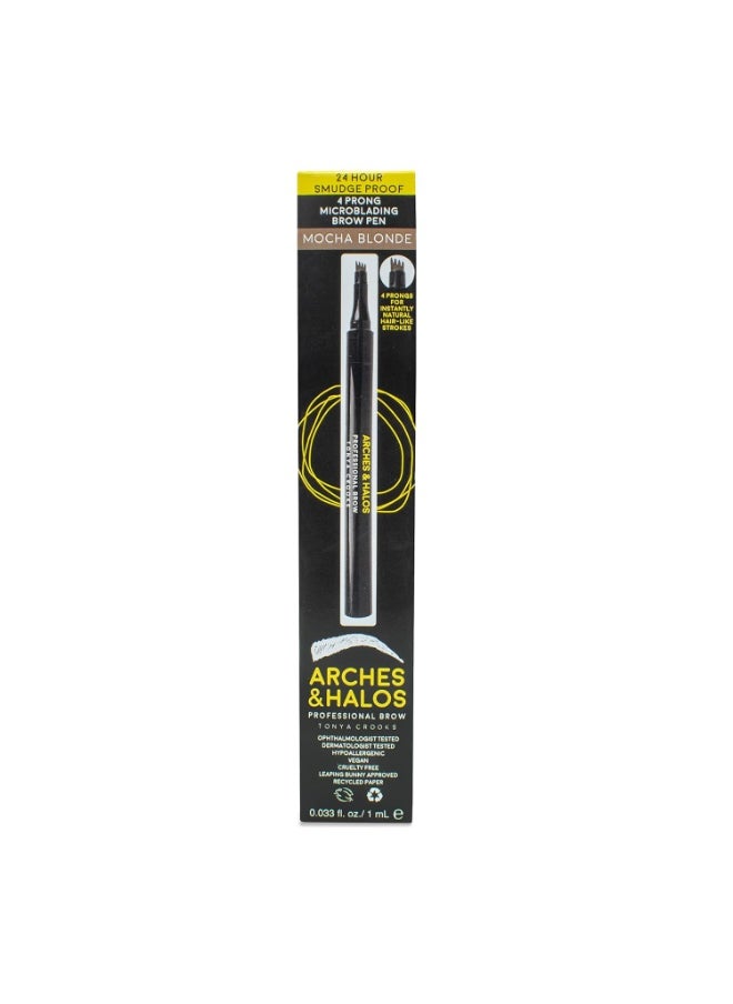 Arches & Halos Microblading Brow Shaping Pen - Fuller, More Defined Brow - Long-lasting, Smudge Resistant, Rich Color - Vegan and Cruelty Free Makeup - Mocha Blonde - 0.8 ml